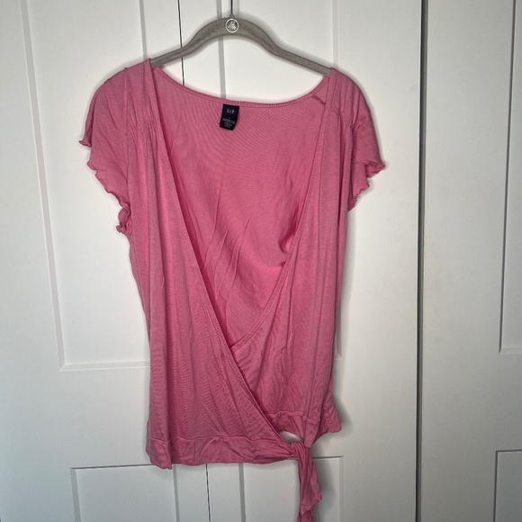 GAP Flutter Short Sleeve Wrap Blouse Top Women's Size Large - Picture 1 of 5